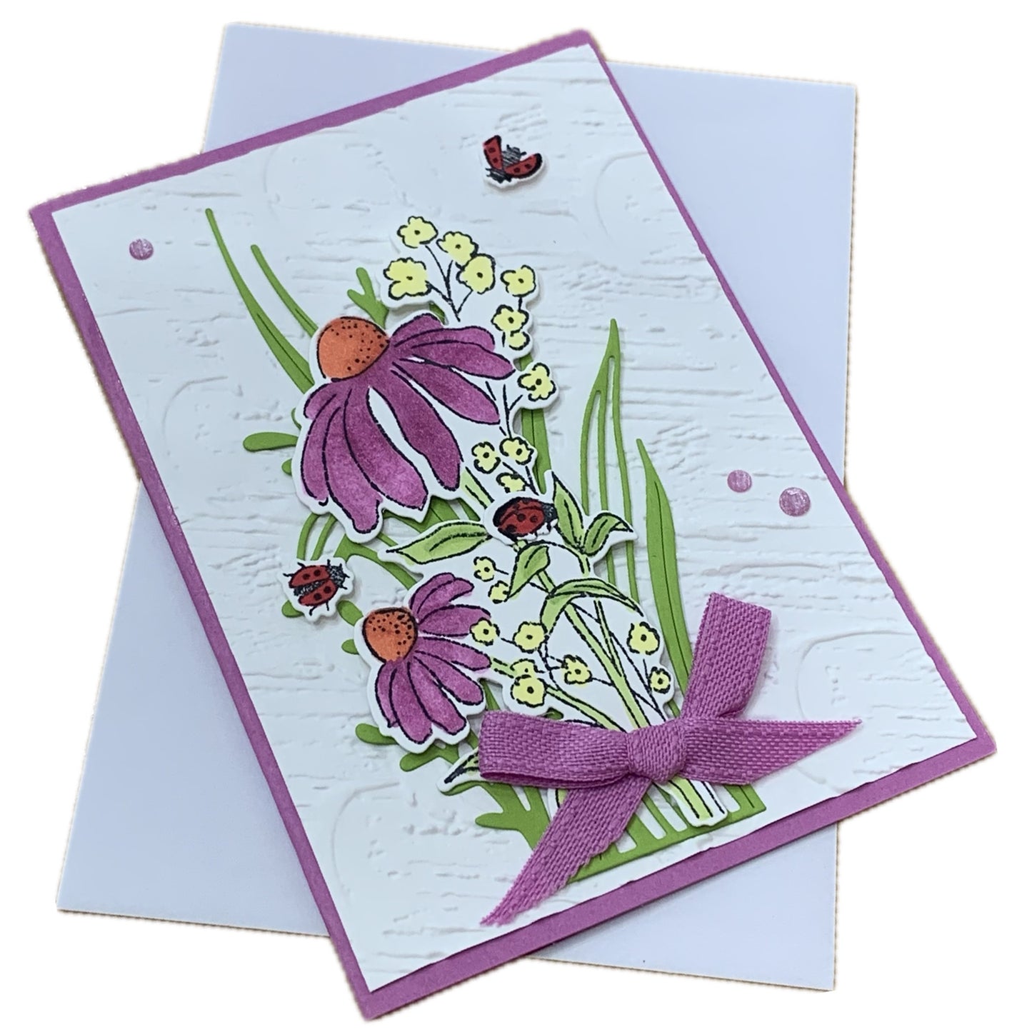 PAPER POSSUM- DAISIES & LADY BUGS - BLANK HANDMADE CARD