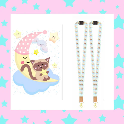 SHERBET CANDY- Far Far Away Collection - Sitting on the Moon Deluxe Fabric Lanyard