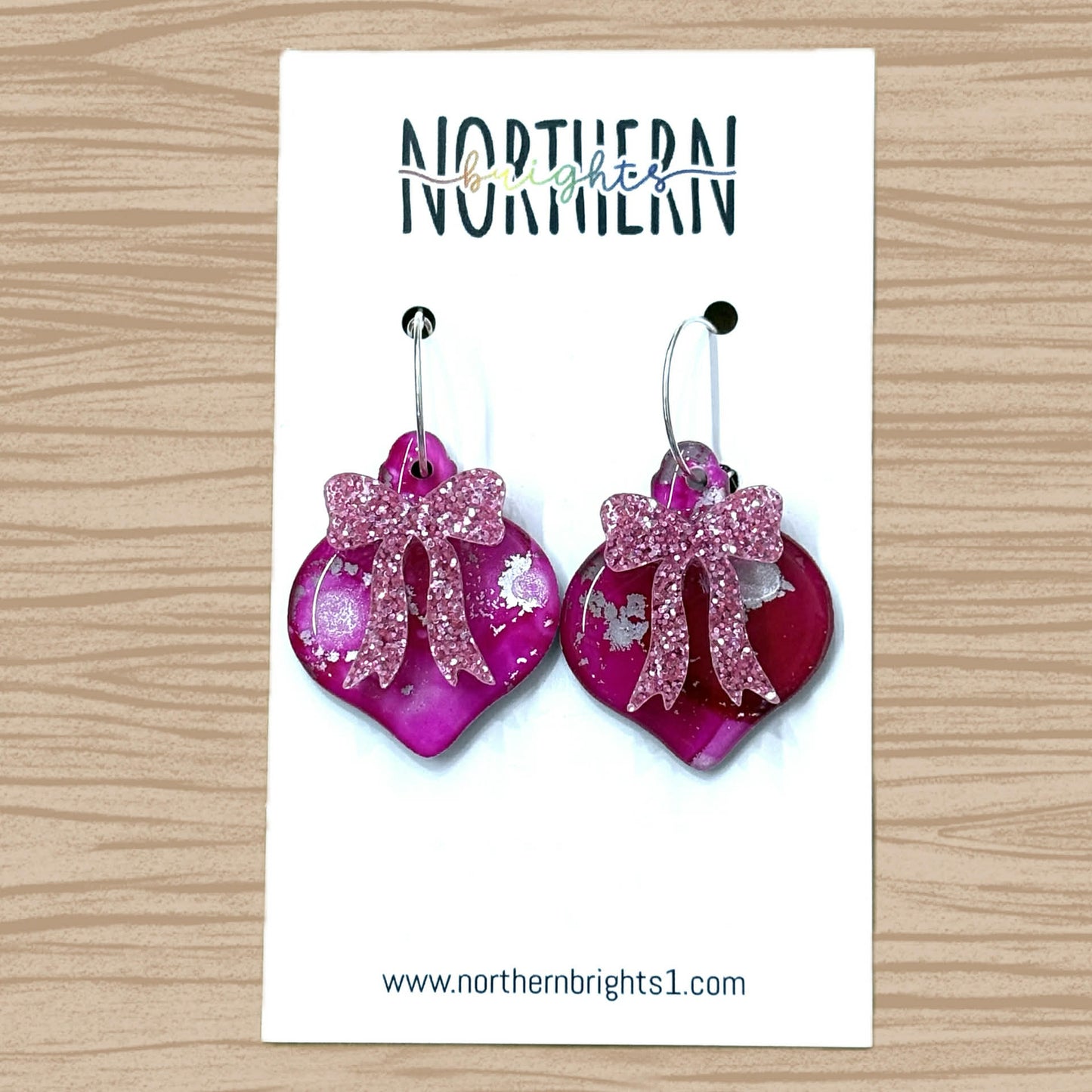 Northern Brights - Bauble Hoops - Mini Pink/Silver