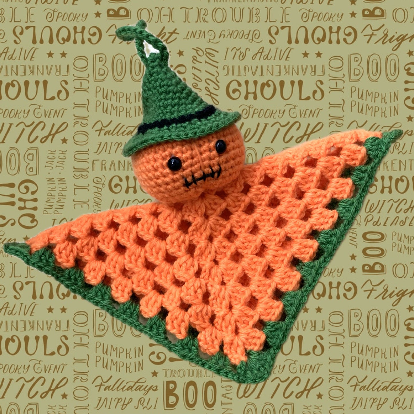 BEAKNITS- "HANGING JACK"- CROCHETED HALLOWEEN DECORATION