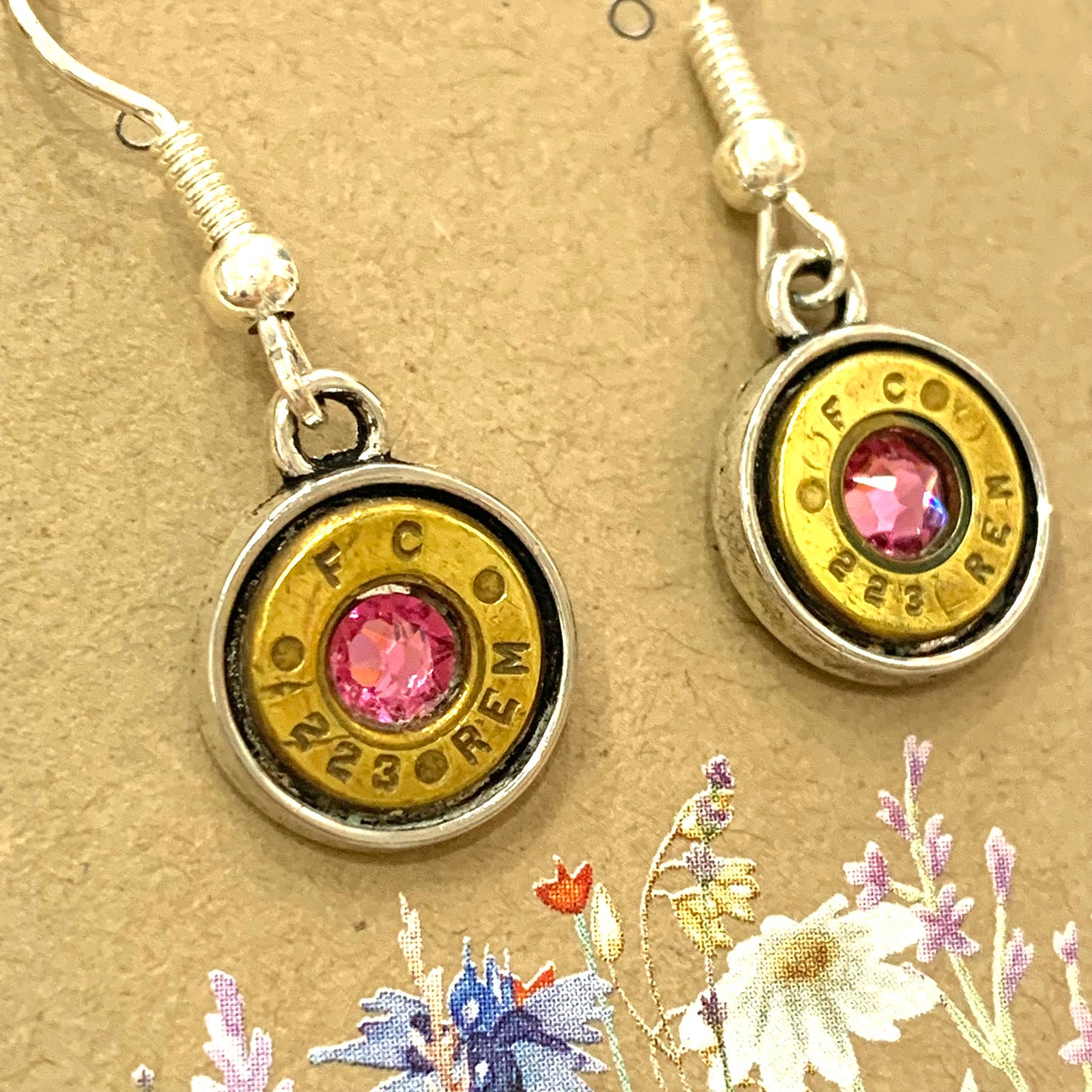 WILD BRASS- Round Drops- Light Pink Swarovski Crystal