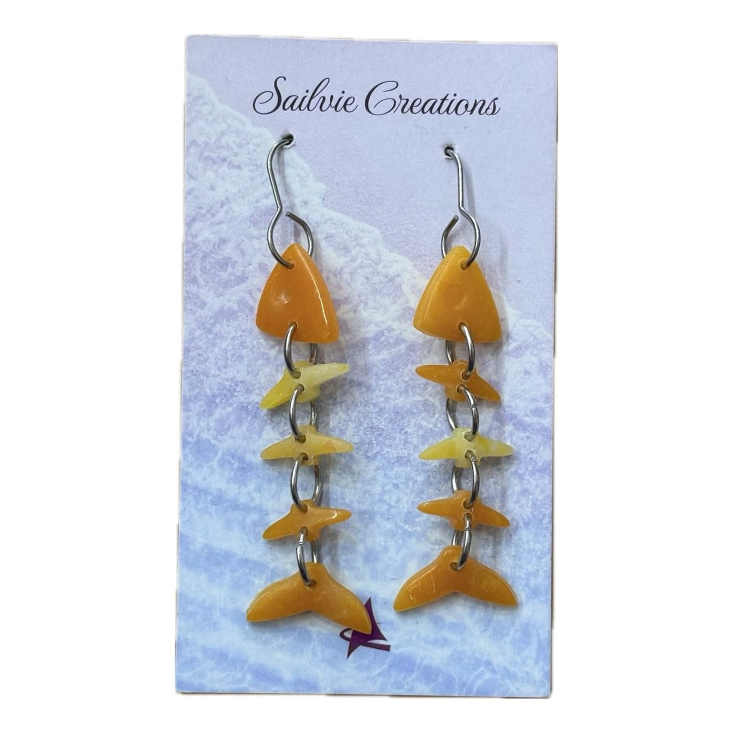 Sailvie Creations - Golden Fishbone Hook Dangle Earrings