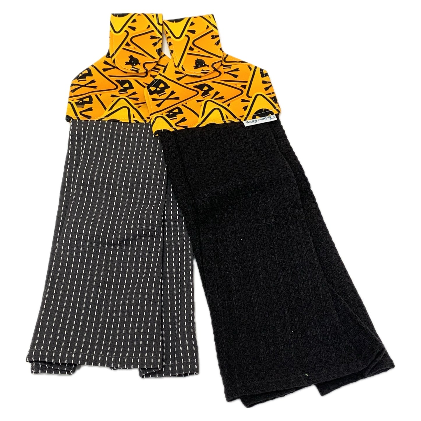 OH SEW ROSY: Hanging Towels- Hazardous Kitchen Black