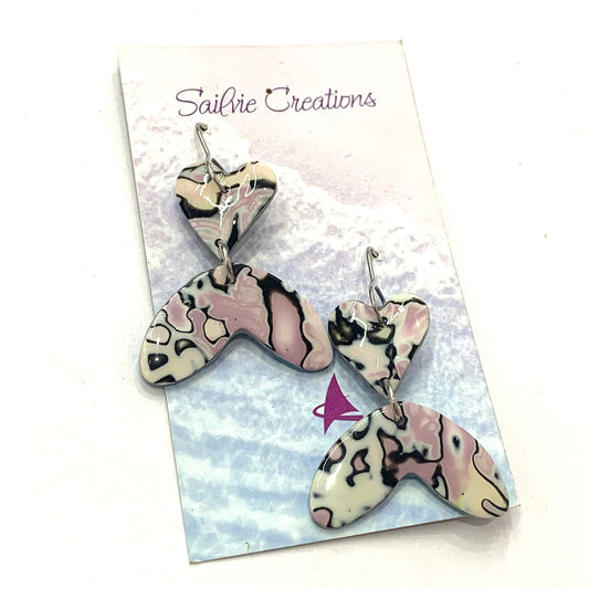 Sailvie Creations - Double Heart & Tail Hook Dangle Earrings