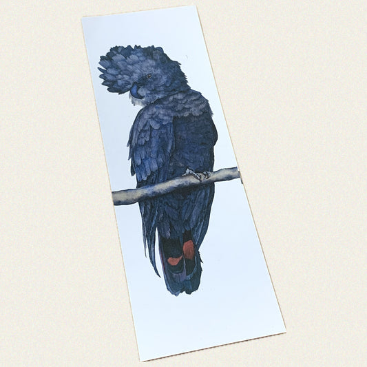 Shanna Trees Creations- "Red Tailed Black Cockatoo" Bookmark- White Paper