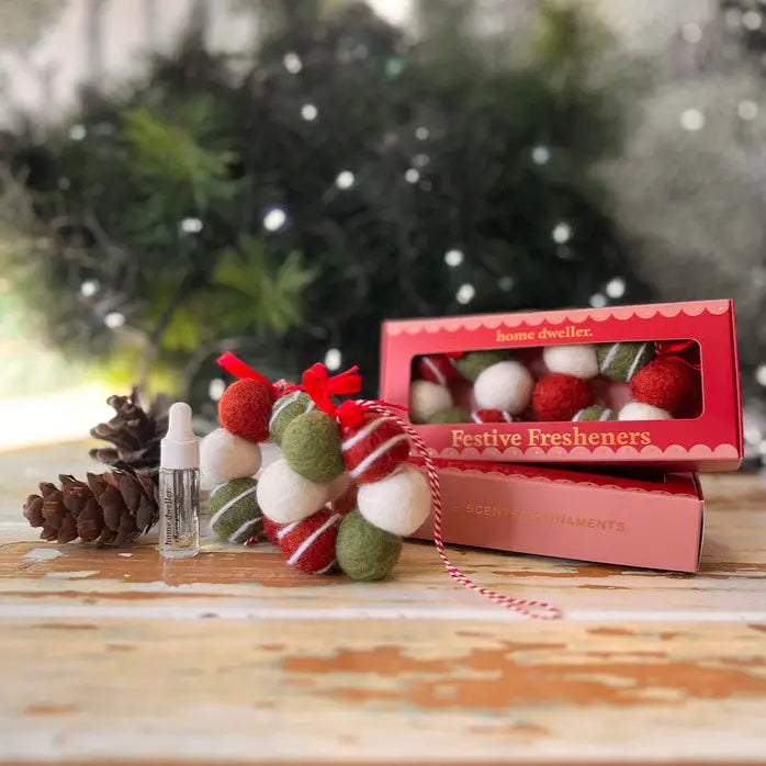 HOME DWELLER - Festive Fresheners - Stripes - Reusable Scented Ornaments