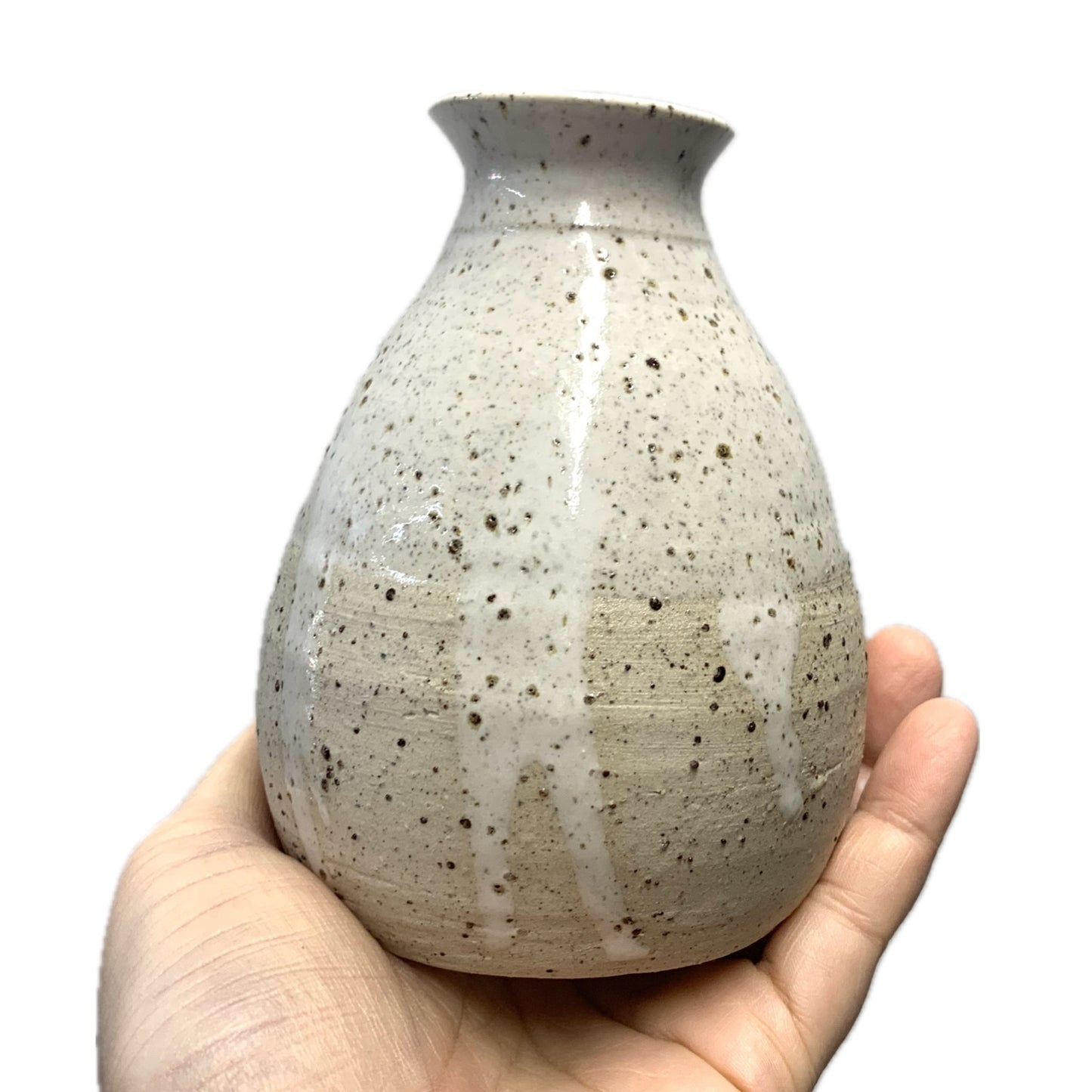 EARTH BY HAND- Small Dribble Vases- White #2- Narrower Neck