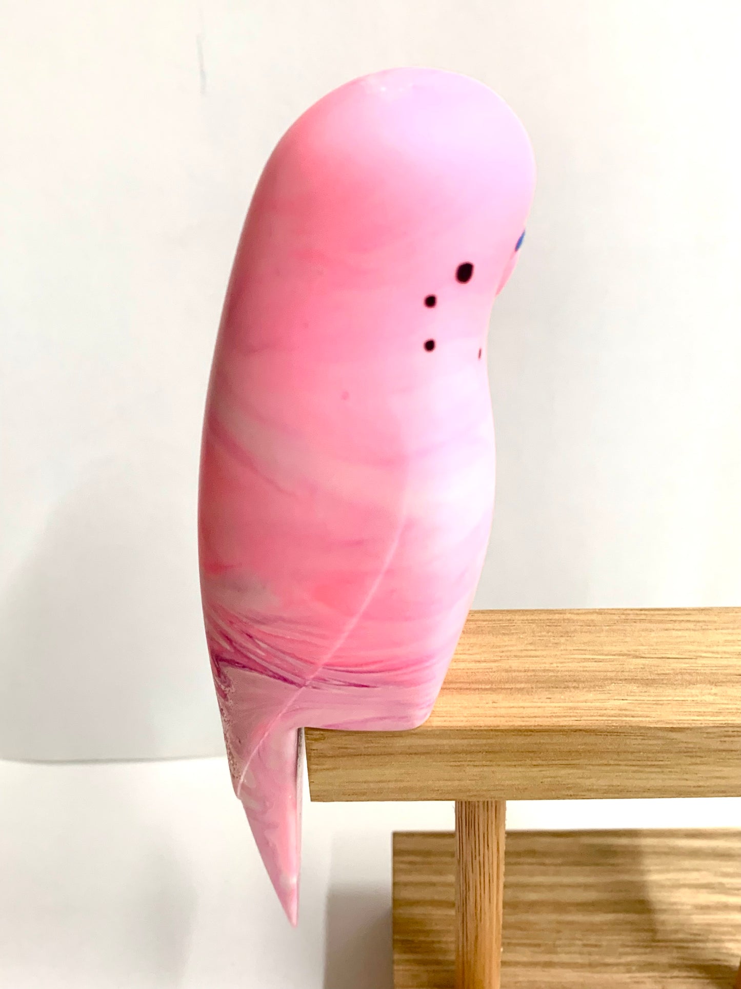 PETE CROMER - RESIN BUDGERIGAR #7 - Pretty in Pink Swirl