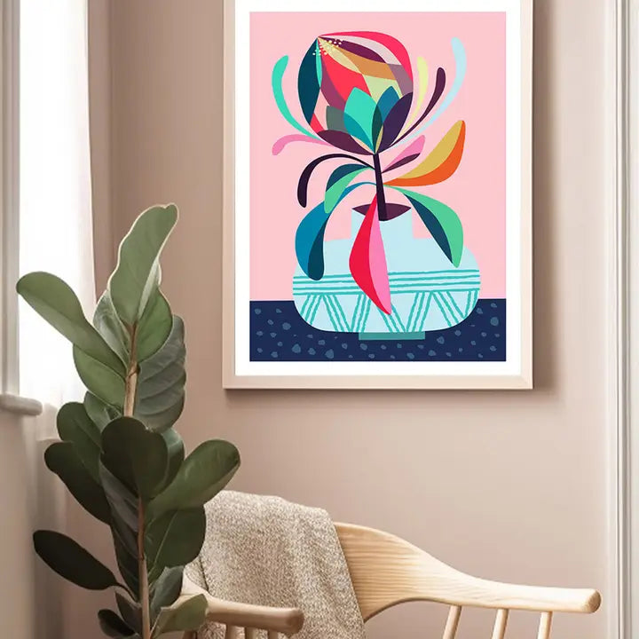 3 BIRDIES STUDIO- "Protea in Vase" A4 Art Print
