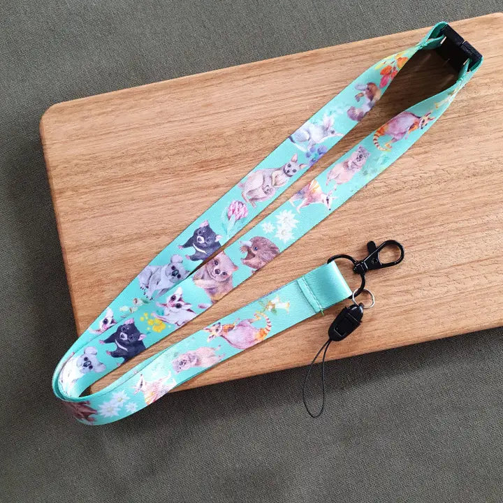 WATERCOLOURS BY CAT- Australian Animal Lanyard- Green