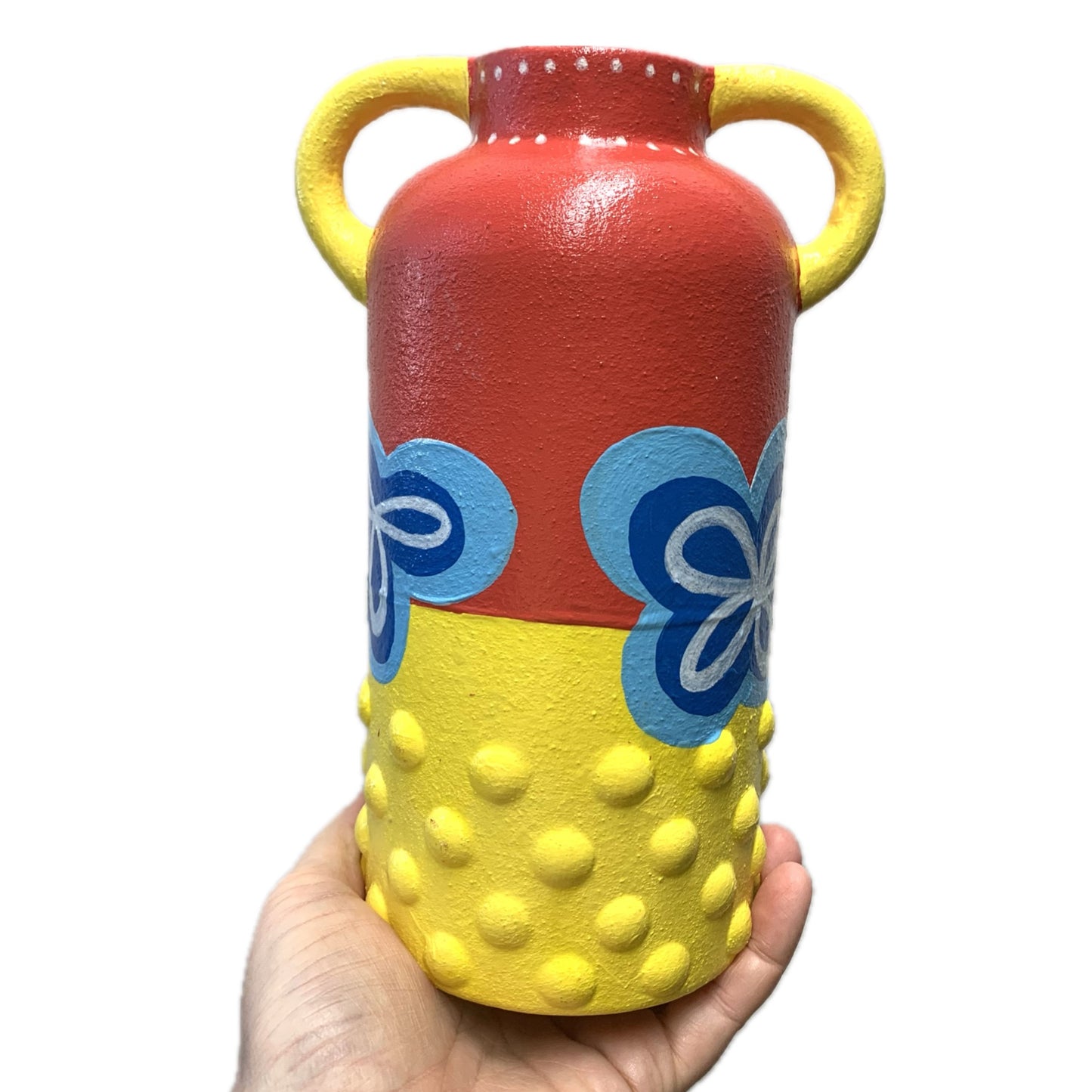 THIS BIRD HAS FLOWN - Tall Bump Vase- Watermelon, Yellow & Blue