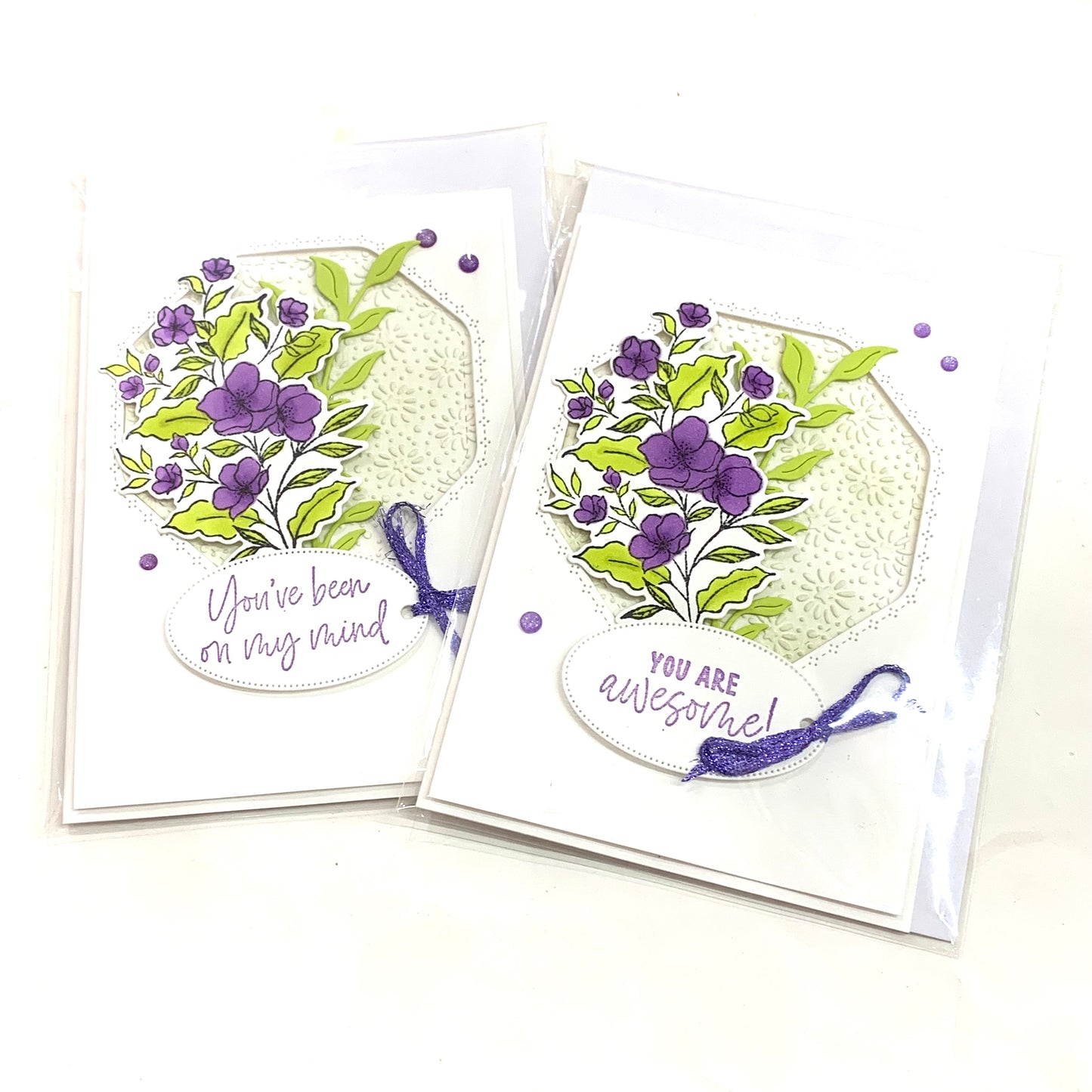 PAPER POSSUM- PURPLE FLOWERS AWESOME- HANDMADE GREETING CARD