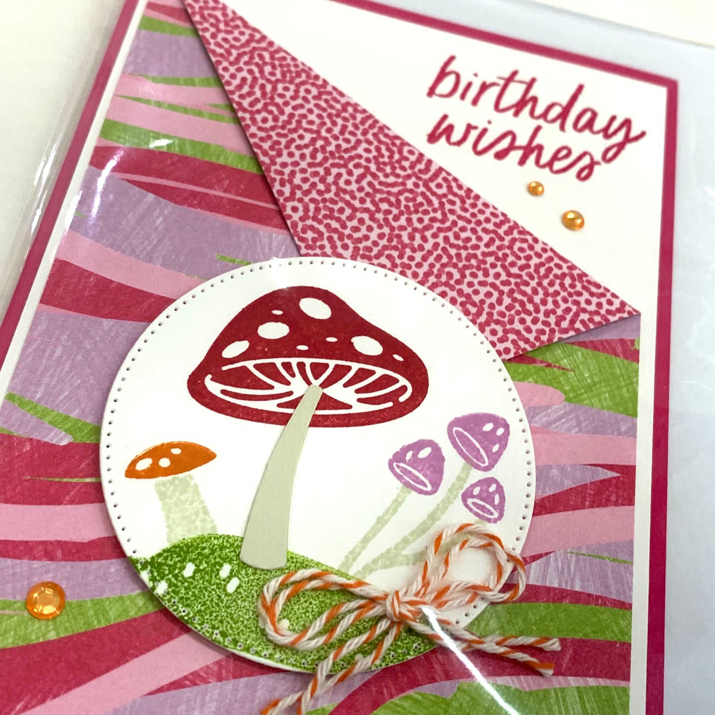 PAPER POSSUM- BIRTHDAY WISHES TOADSTOOL- HANDMADE CARD