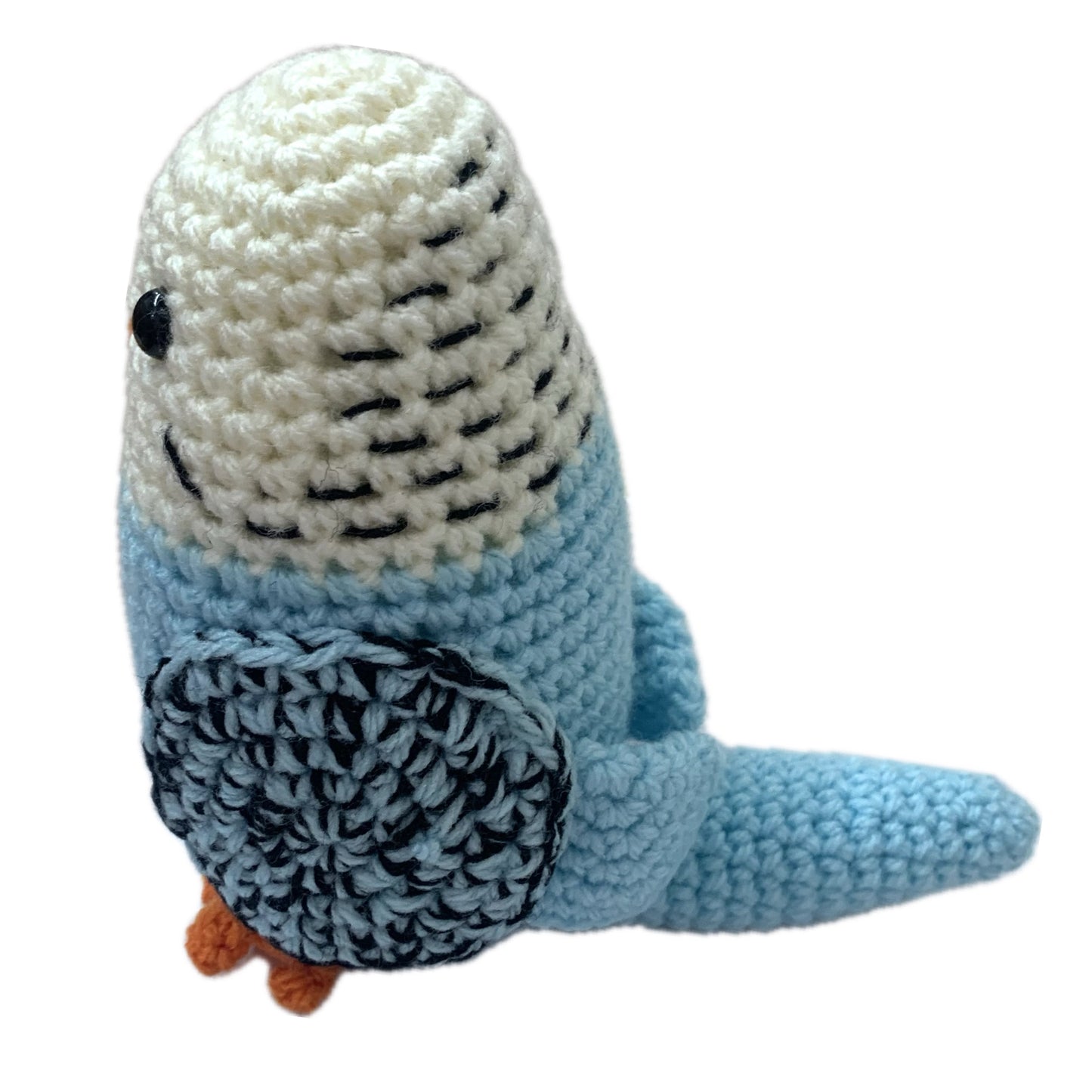 BEAKNITS- PALE BLUE CROCHETED BUDGIE