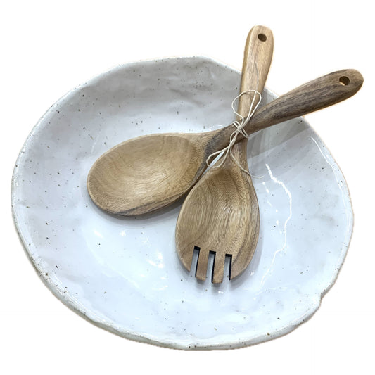 EARTH BY HAND- Salad Bowl - Speckled White- SERVERS NOT INCLUDED