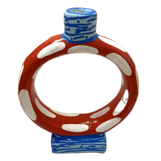 THIS BIRD HAS FLOWN - Ring Candle Holder- Red, White & Blue Mushie- Candle Included