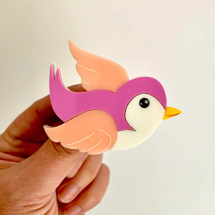 BIRDIE BANANAS - "Pink bird" Brooch