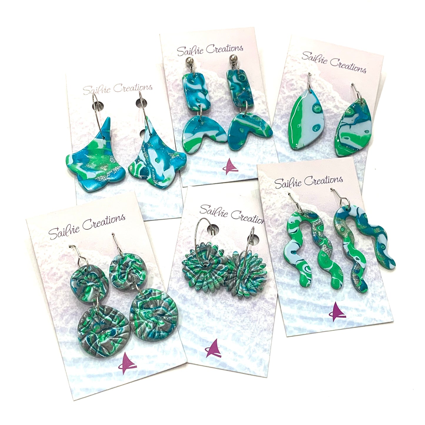 Sailvie Creations - Ocean Double Stamped Hook Dangle Earrings