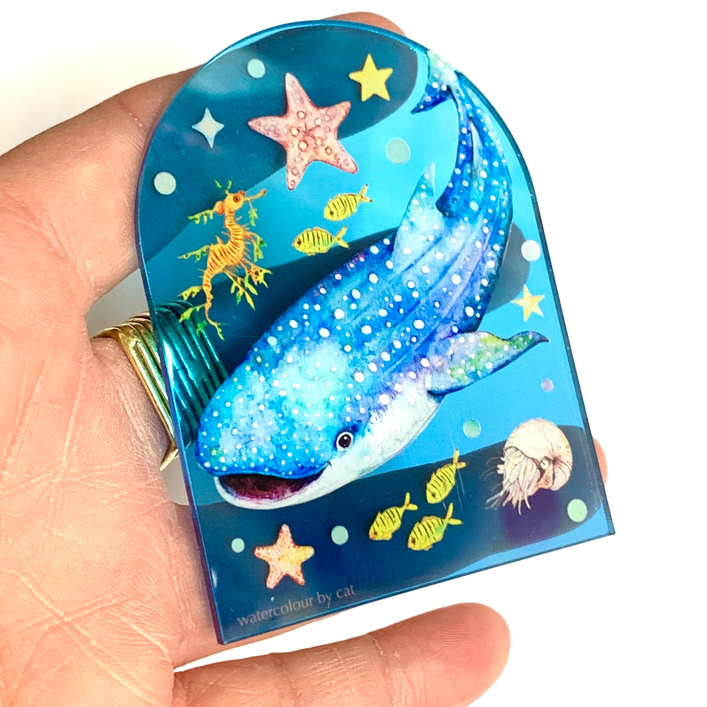 WATERCOLOURS BY CAT- Whale Shark- Australian Marine Animal Art Magnet