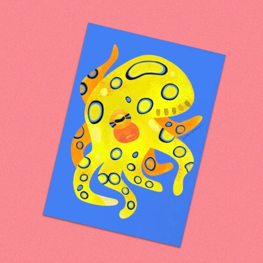 PETE CROMER - BLUE-RINGED OCTOPUS A4 FINE ART PRINT
