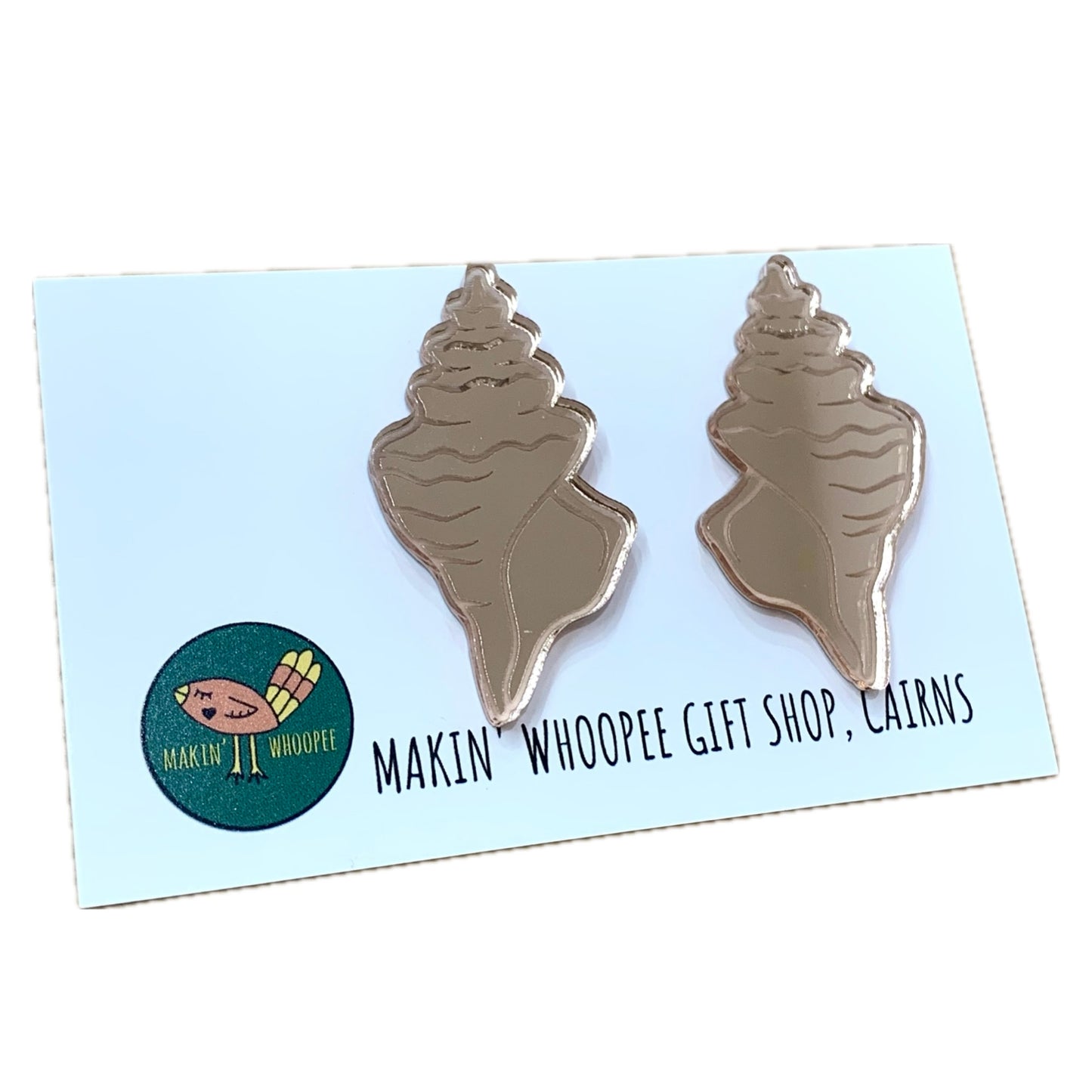 MAKIN' WHOOPEE - Mirror Rose Gold Conch Shell Studs- Ocean Collection