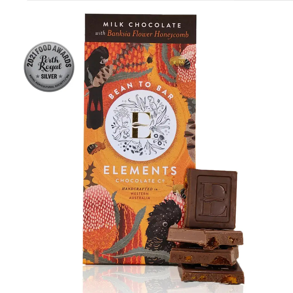 Elements Chocolate Co- Ecuadorian Milk Chocolate with Banksia Flower Honeycomb