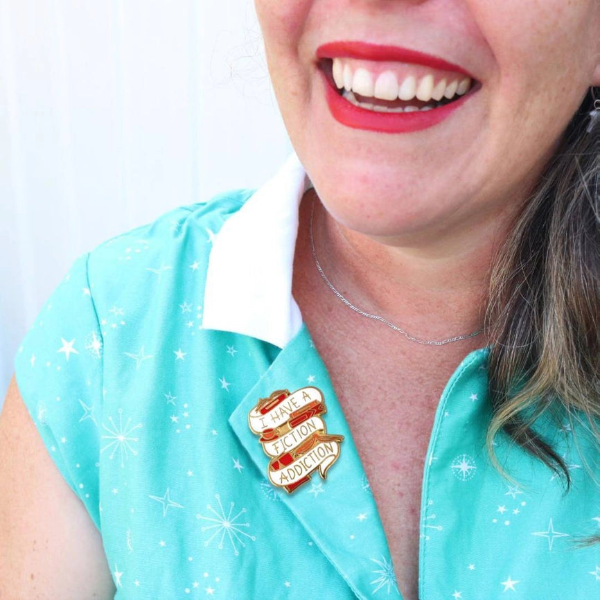 JUBLY-UMPH - "FICTION ADDICTION" Book LoverLAPEL PIN