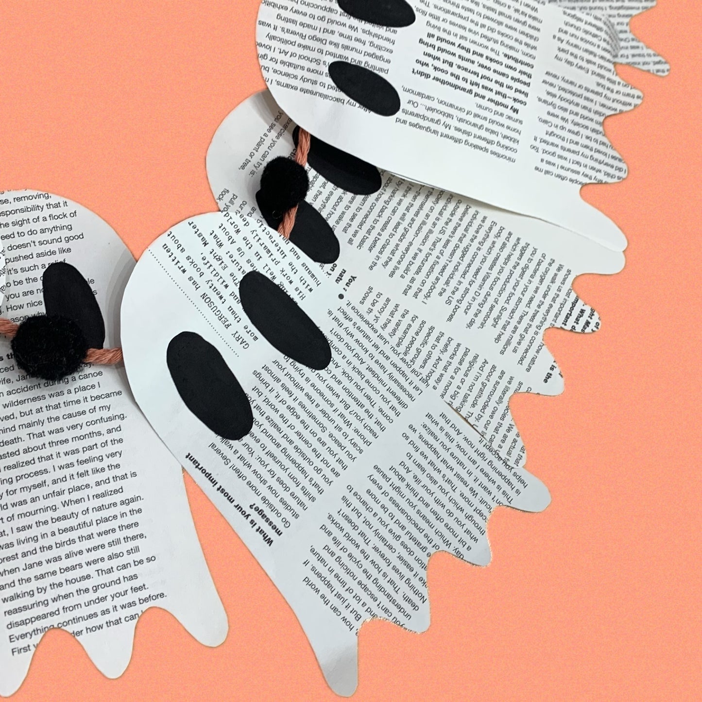 MAKIN' WHOOPEE - LARGE HALLOWEEN BUNTING- Recycled Paper- All Typo with Black Pom Poms
