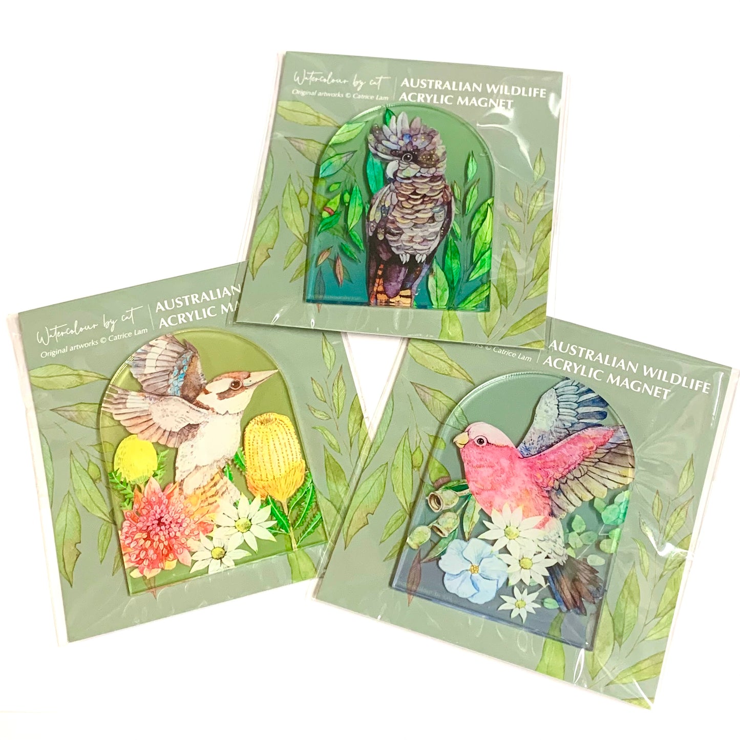 WATERCOLOURS BY CAT- Galah - Australian Bird Art Magnet