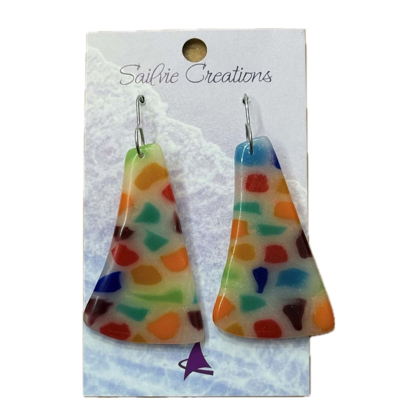 Sailvie Creations - Rainbow Terrazzo Hook Dangle Earrings