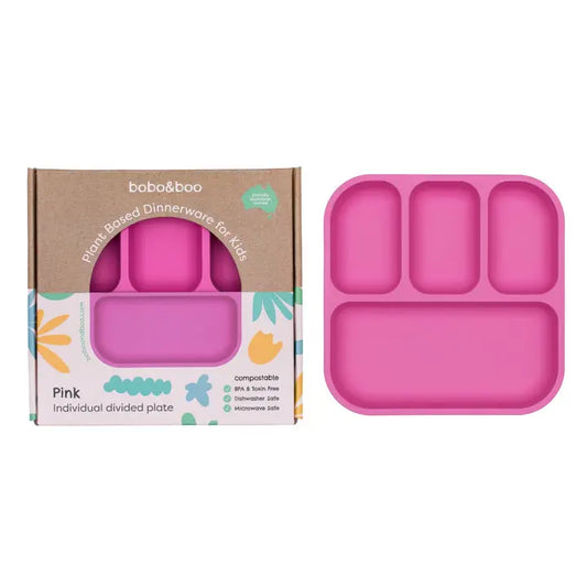 BOBO & BOO- Single Plant-Based Bento-Style Divided Plates - Pink