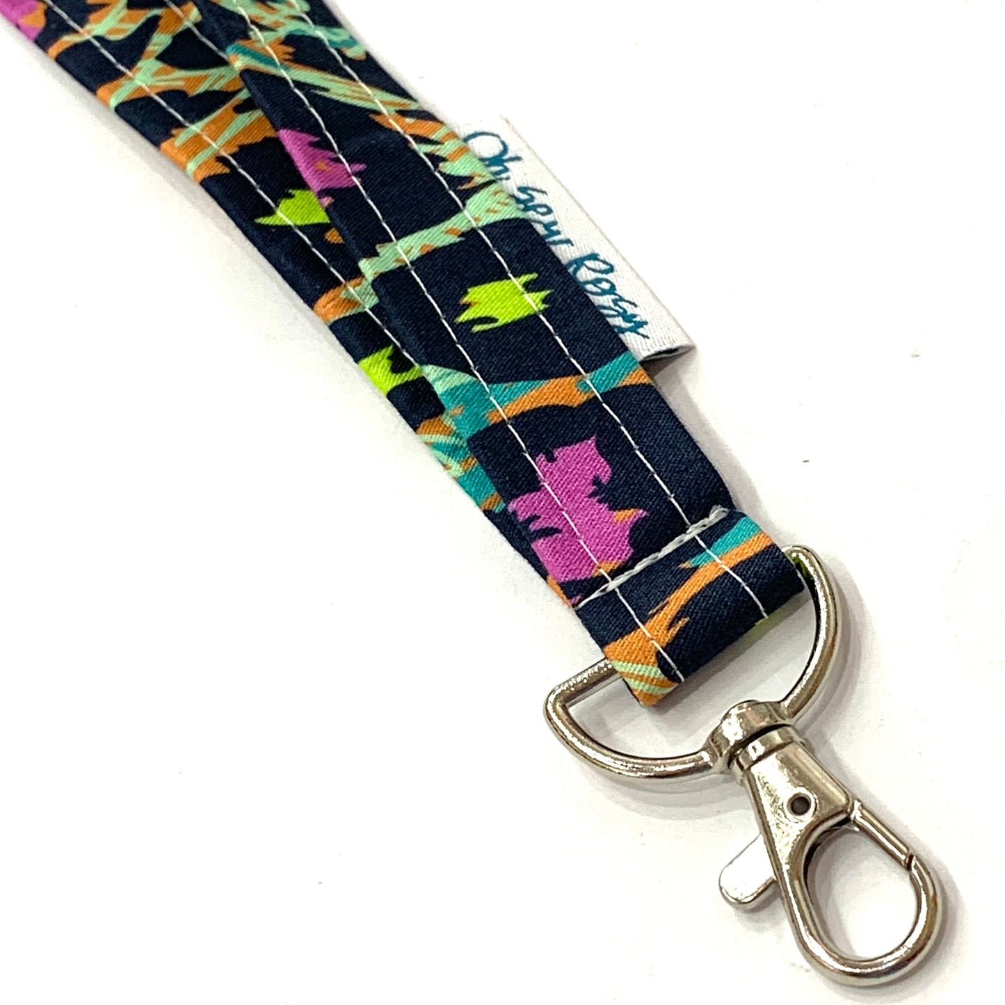 OH SEW ROSY: FABRIC LANYARD - Rainbow Leopard Print