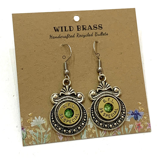 WILD BRASS- Aztec Drops- Light Green Swarovski Crystal