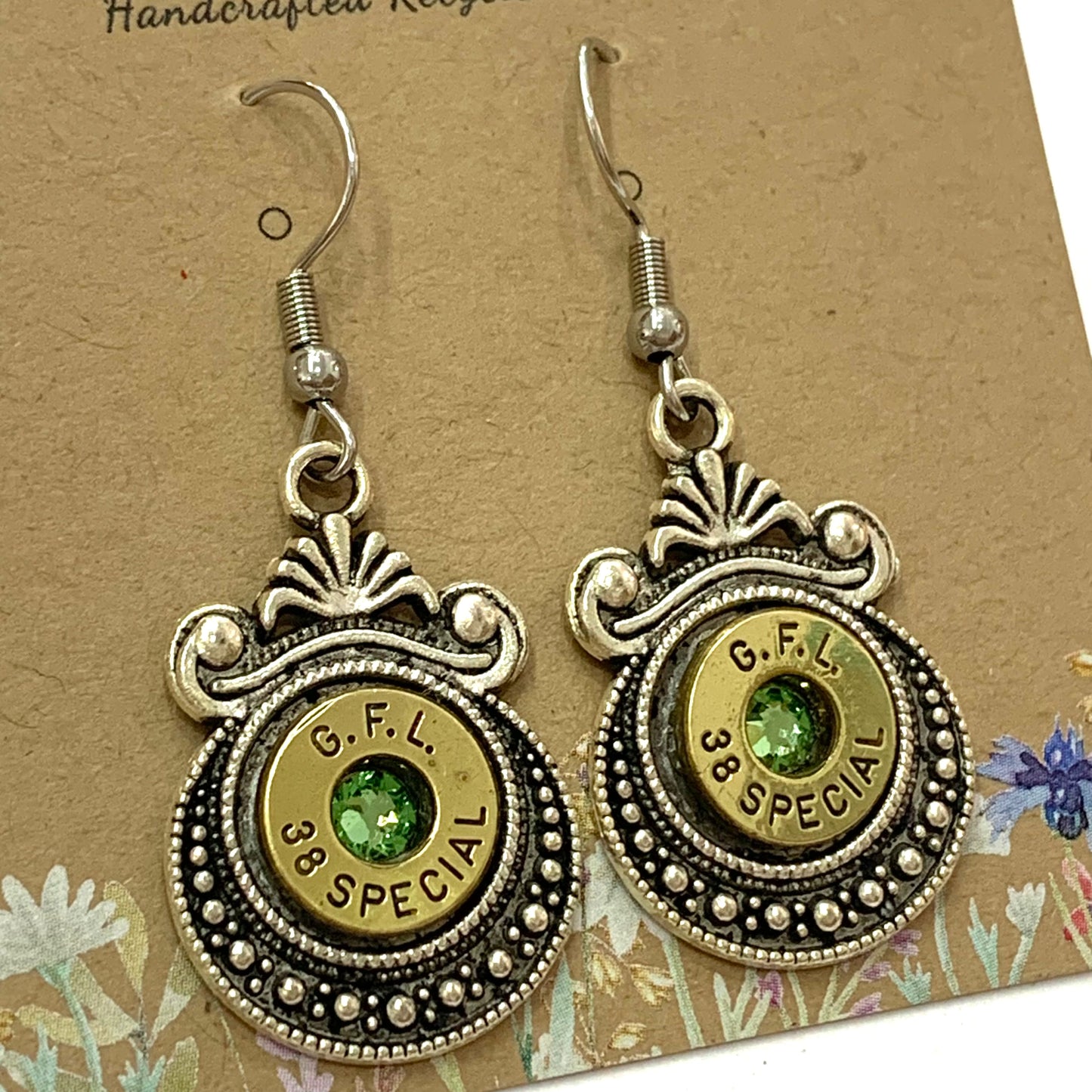WILD BRASS- Aztec Drops- Light Green Swarovski Crystal