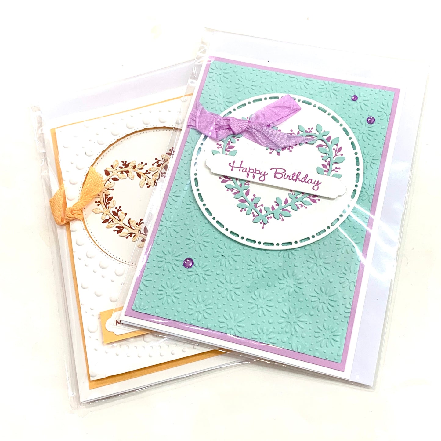 PAPER POSSUM- MINT HEART HAPPY BIRTHDAY- HANDMADE GREETING CARD