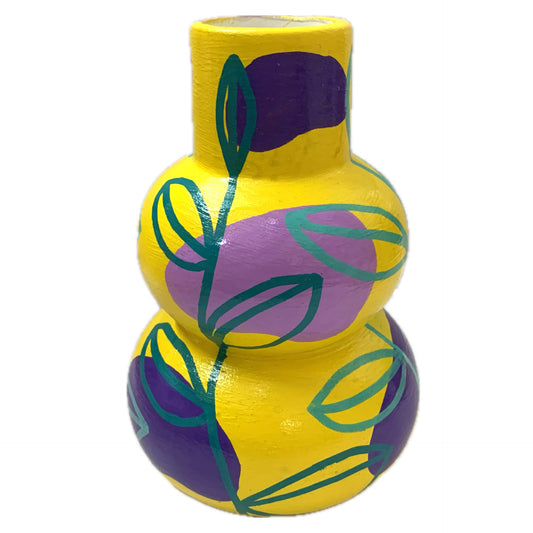 THIS BIRD HAS FLOWN - Small Vine Vase- Yellow, Purple, Teal & Aqua- Decorative Only