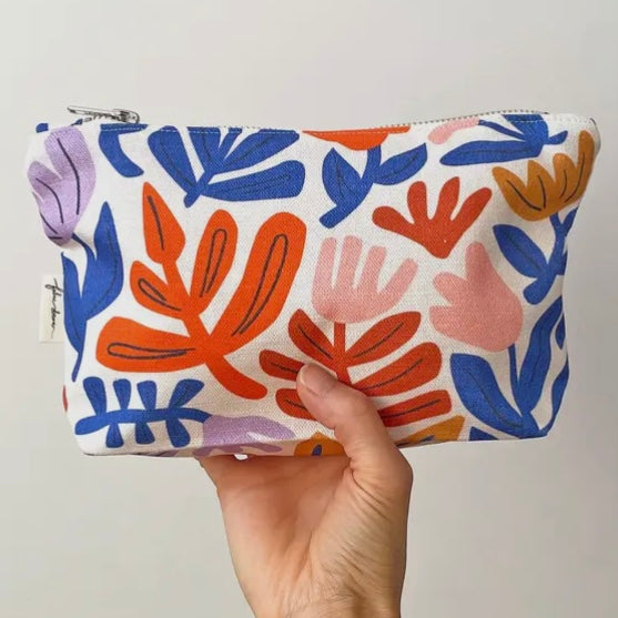 FABRIC DRAWER- Handmade Make-Up, Travel, Clutch Zip Purse - Petals