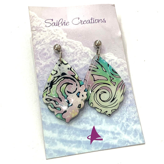 Sailvie Creations - Swirl Drop Ball Stud Dangle Earrings