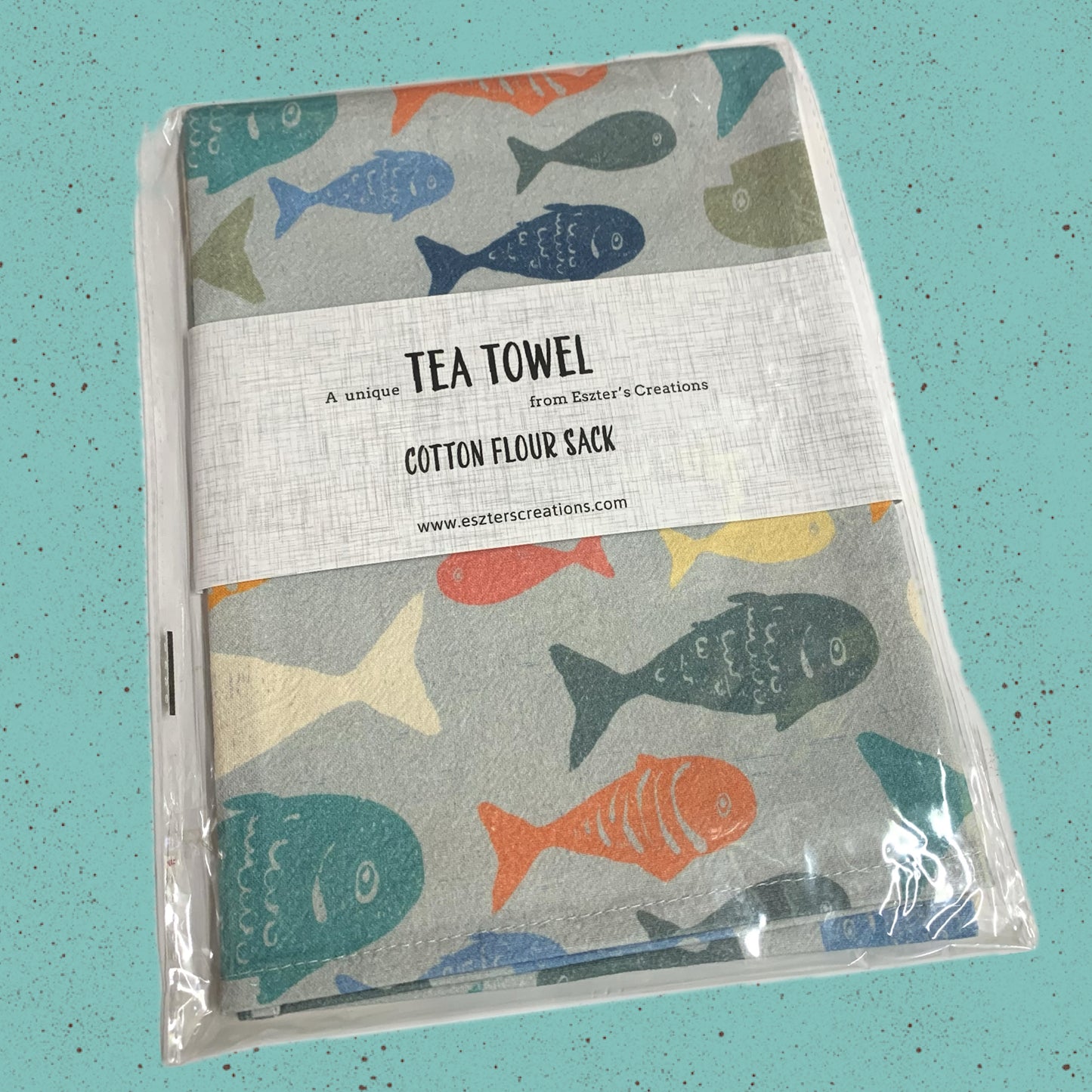 ESZTER'S CREATIONS - "Happy Fish"- Tea Towel