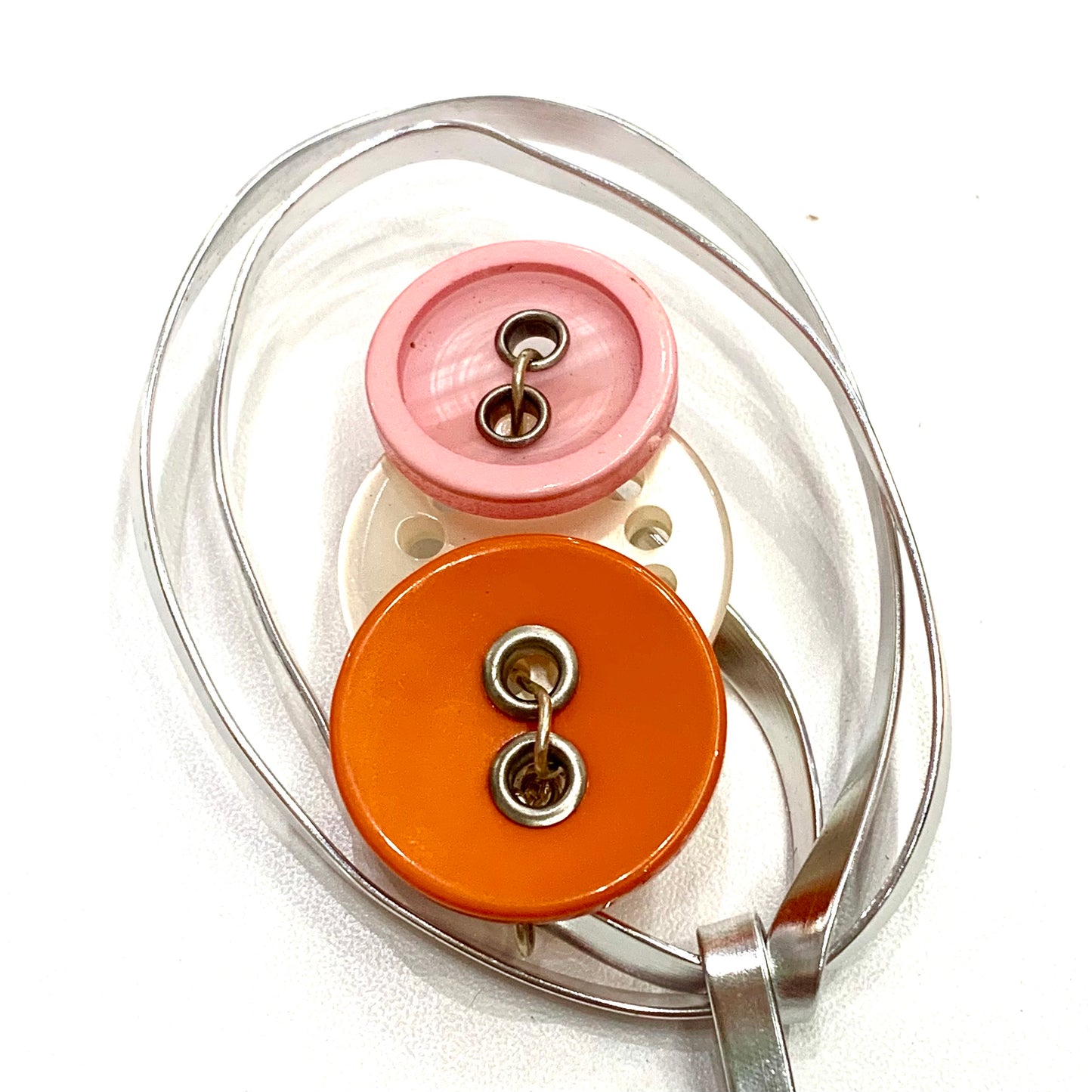 CARLEY CLARKE-RUSHTON - "Abstract Flowers #2- Buttons" Wire Wall Hanging/Sculpture