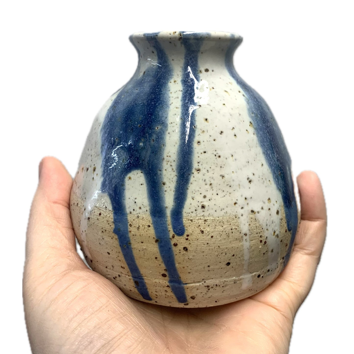 EARTH BY HAND- Small Dribble Vases- Blue & White