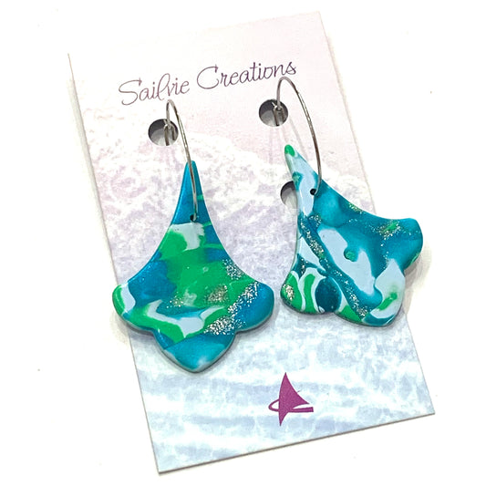 Sailvie Creations - Ocean Gingko Hoop Earrings