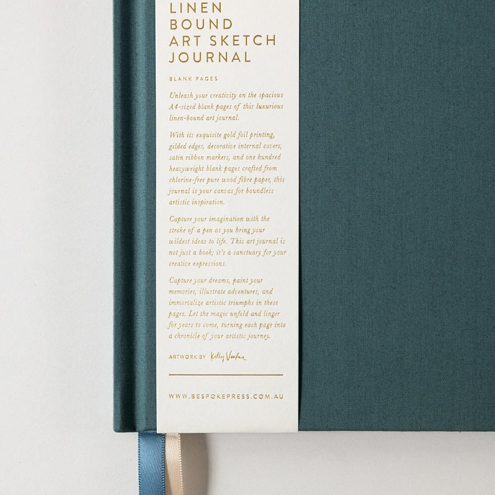 BESPOKE LETTERPRESS - Linen Bound Art Sketch Journal - Meadow Blue