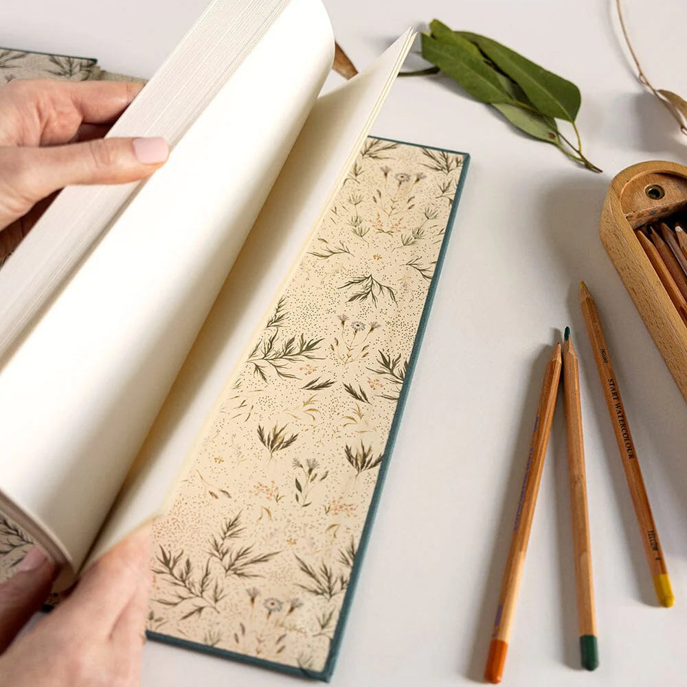 BESPOKE LETTERPRESS - Linen Bound Art Sketch Journal - Meadow Blue