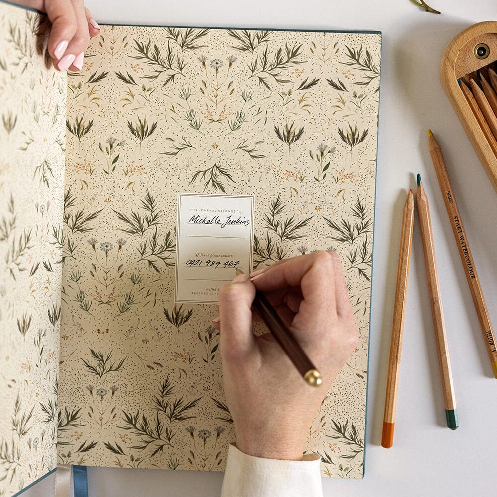 BESPOKE LETTERPRESS - Linen Bound Art Sketch Journal - Meadow Blue