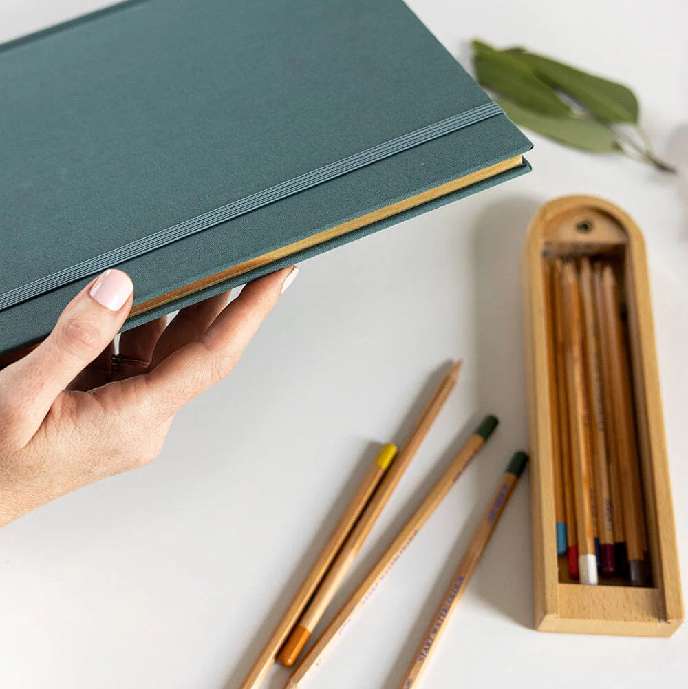 BESPOKE LETTERPRESS - Linen Bound Art Sketch Journal - Meadow Blue