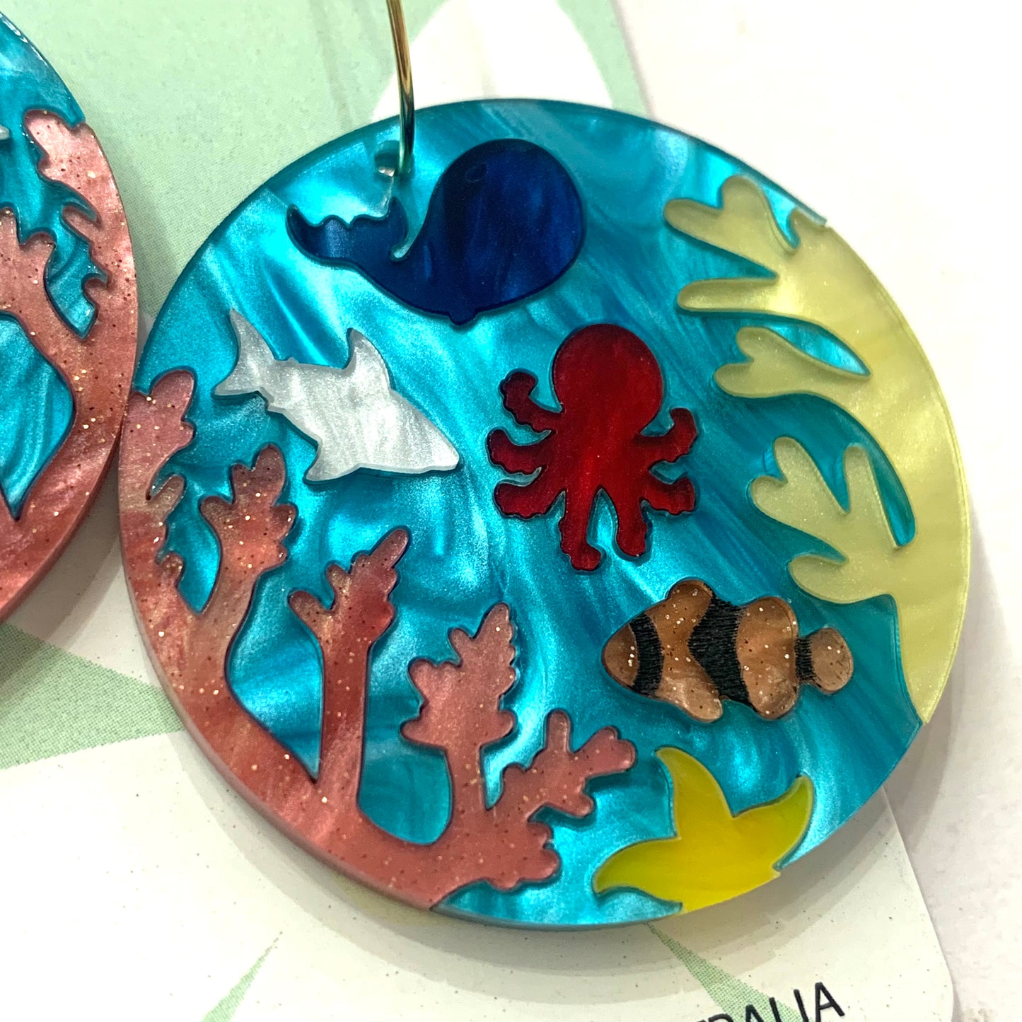 WAHBOO- Reef Scene Hoop Dangle Earrings