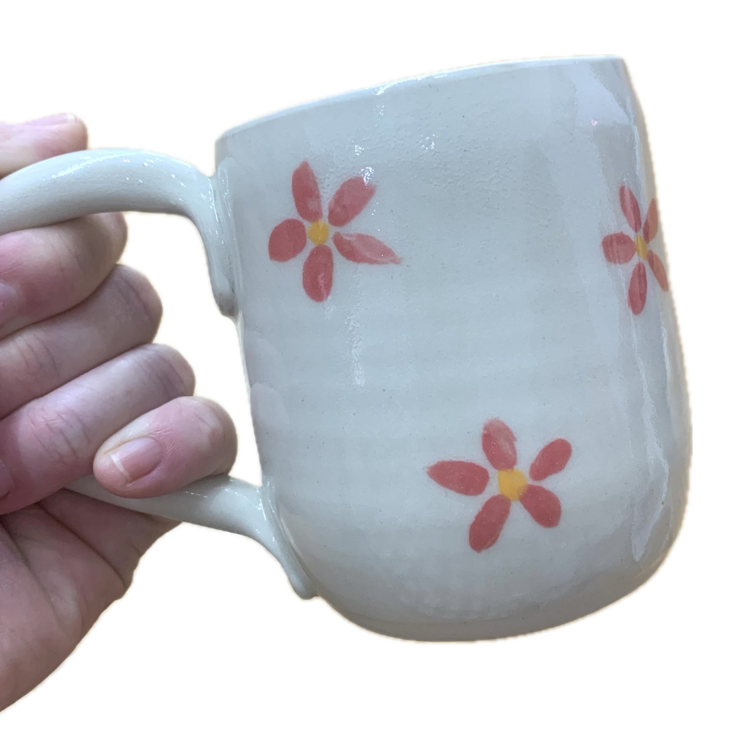 EARTH BY HAND- Hand Painted Pink Daisy Mugs