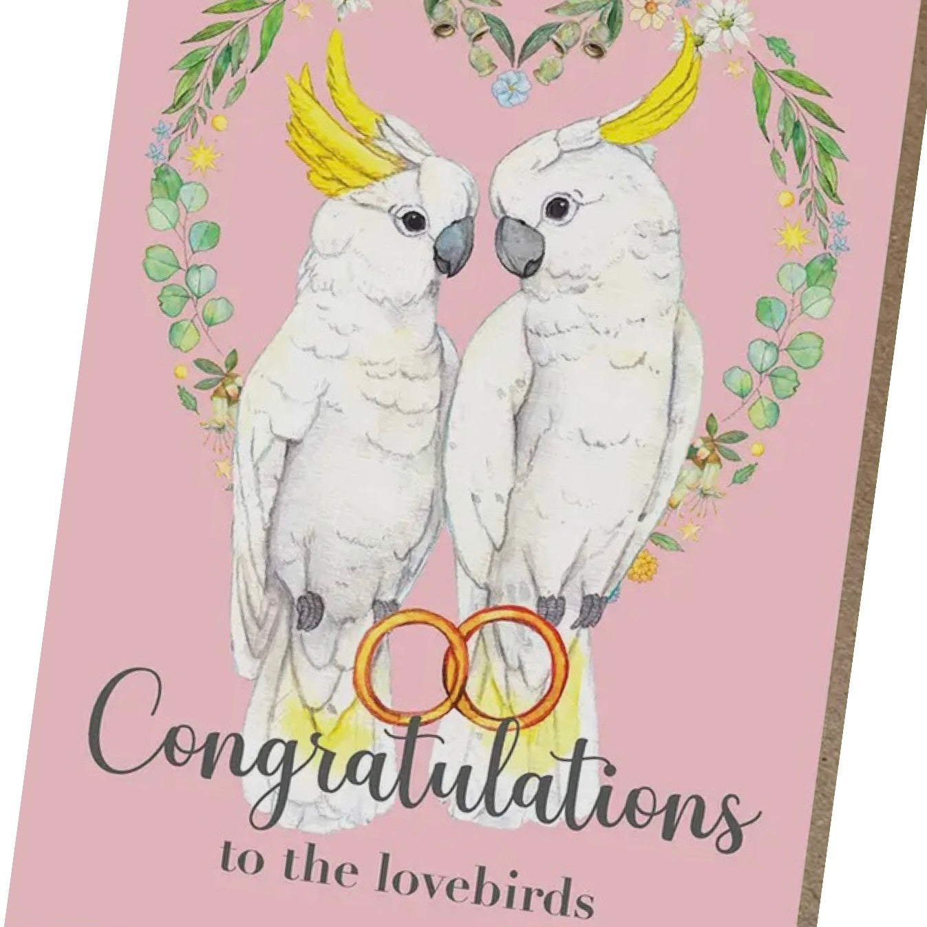 WATERCOLOURS BY CAT- "To the Lovebirds"- Cockatoo Wedding Card