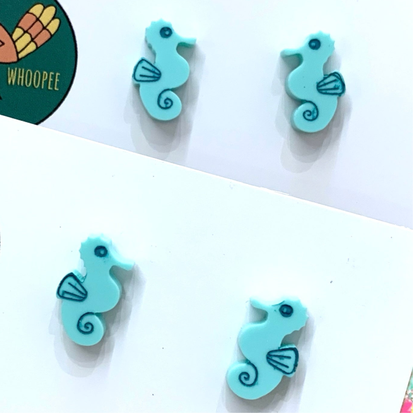MAKIN' WHOOPEE - Seahorse Studs- Aqua